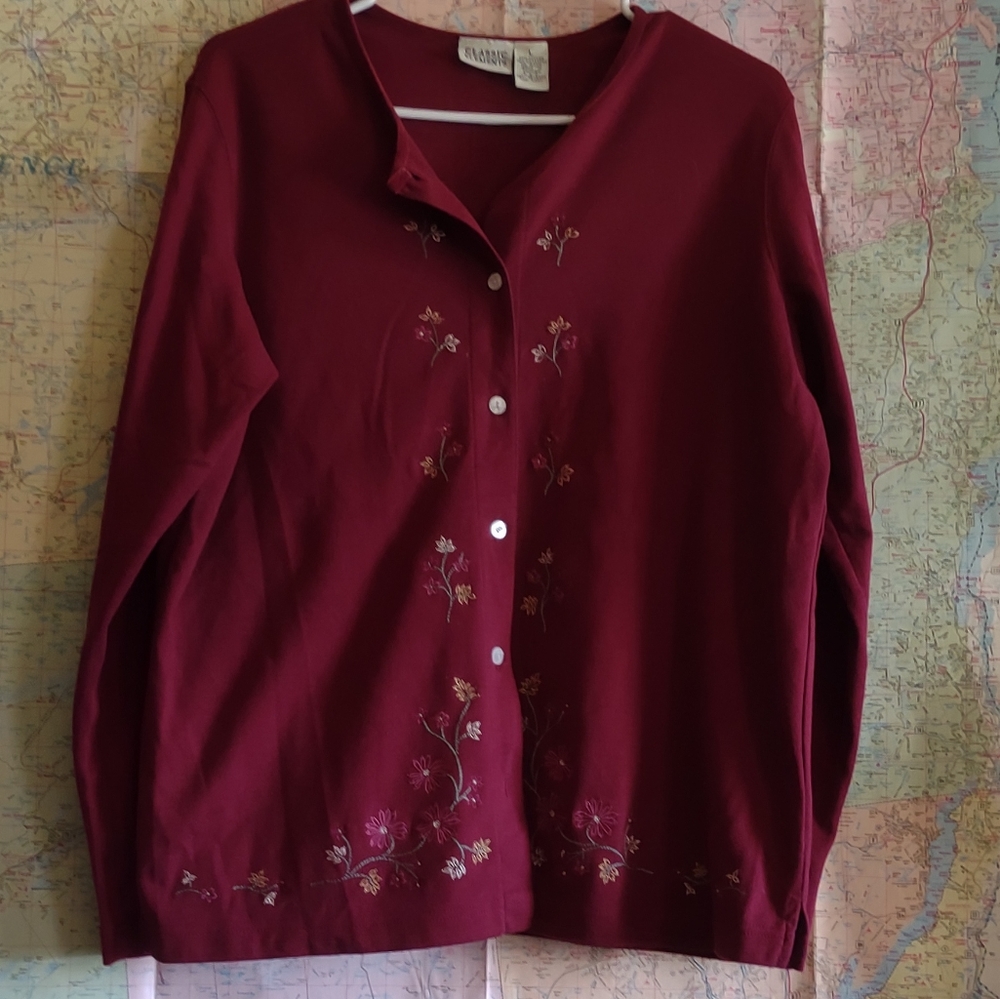 Vintage sears embroidered button up sweater
